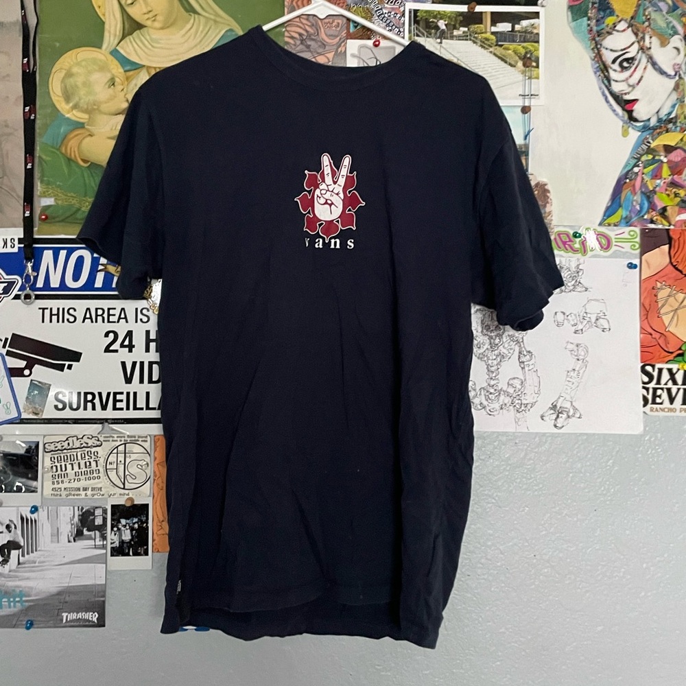 Men’s Navy & Red Vans Tee - Size Medium